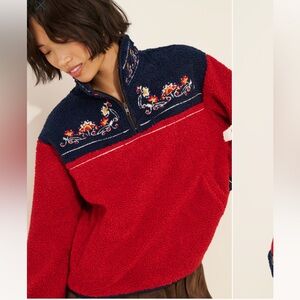 Found Paharl Floral Embroidered Fleece Jacket